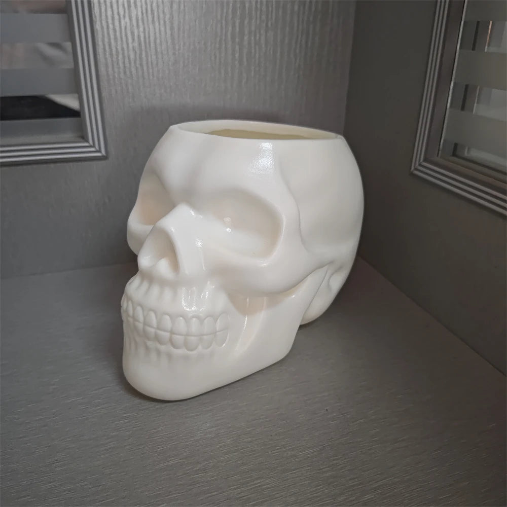 Skull Planter Vase Gothic Skull Flower Pot Goth Plant Pots Succulent Planters For Home Decor Halloween Decoration Pen Holder - Sun Studio
