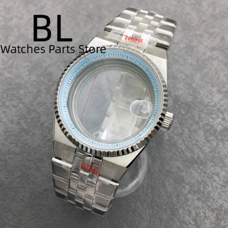 BLIGER 36mm40mm High Quality Silver BLand-DwelweMen's Watch Case For NH35 Movement Watch Parts Sapphire Glass 10BAR Watches Box - Sun Studio