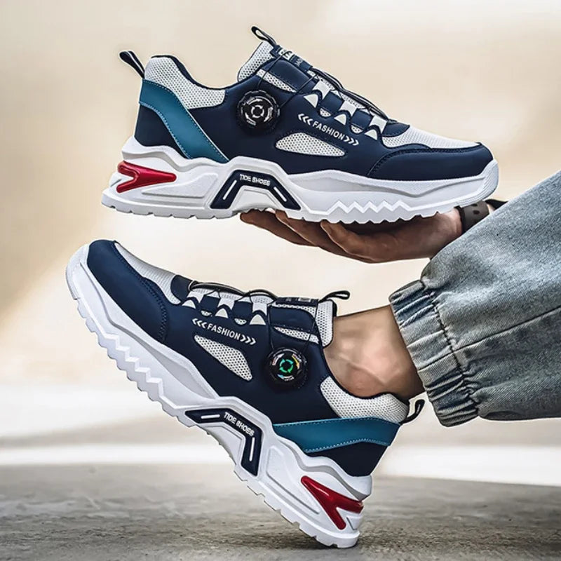 Men's Sneakers Outdoor Running Shoes Korean Rotating Buckle Male Casual Shoes Soft Sole Tennis Shoes Luxury Platform Men Shoe - Sun Studio