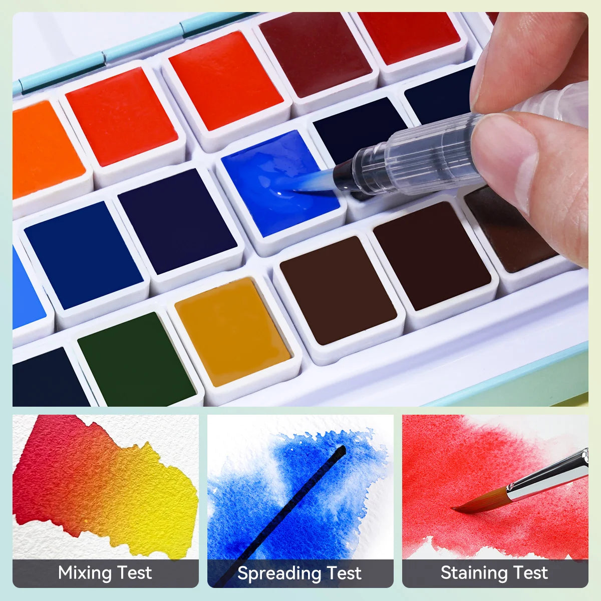 MeiLiang Watercolor Paint Set, 36/48 Vivid Colors in Pocket Box with Metal Ring and Brush, Perfect for Students, Beginners - Sun Studio