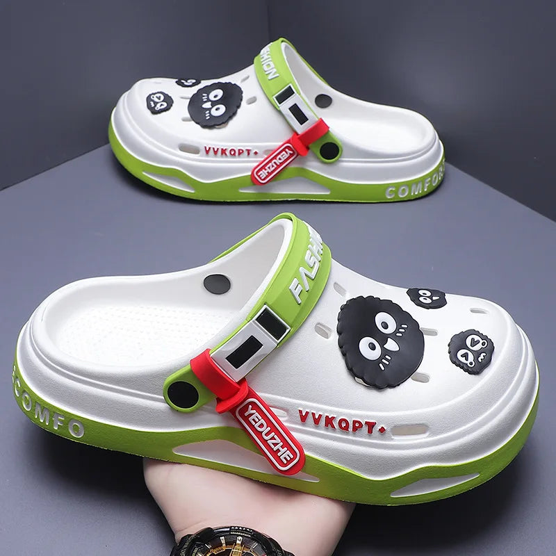 Summer new trend hole shoes outside wear cartoon fashion home home couples non-slip hole sandals beach Baotou slippers men's