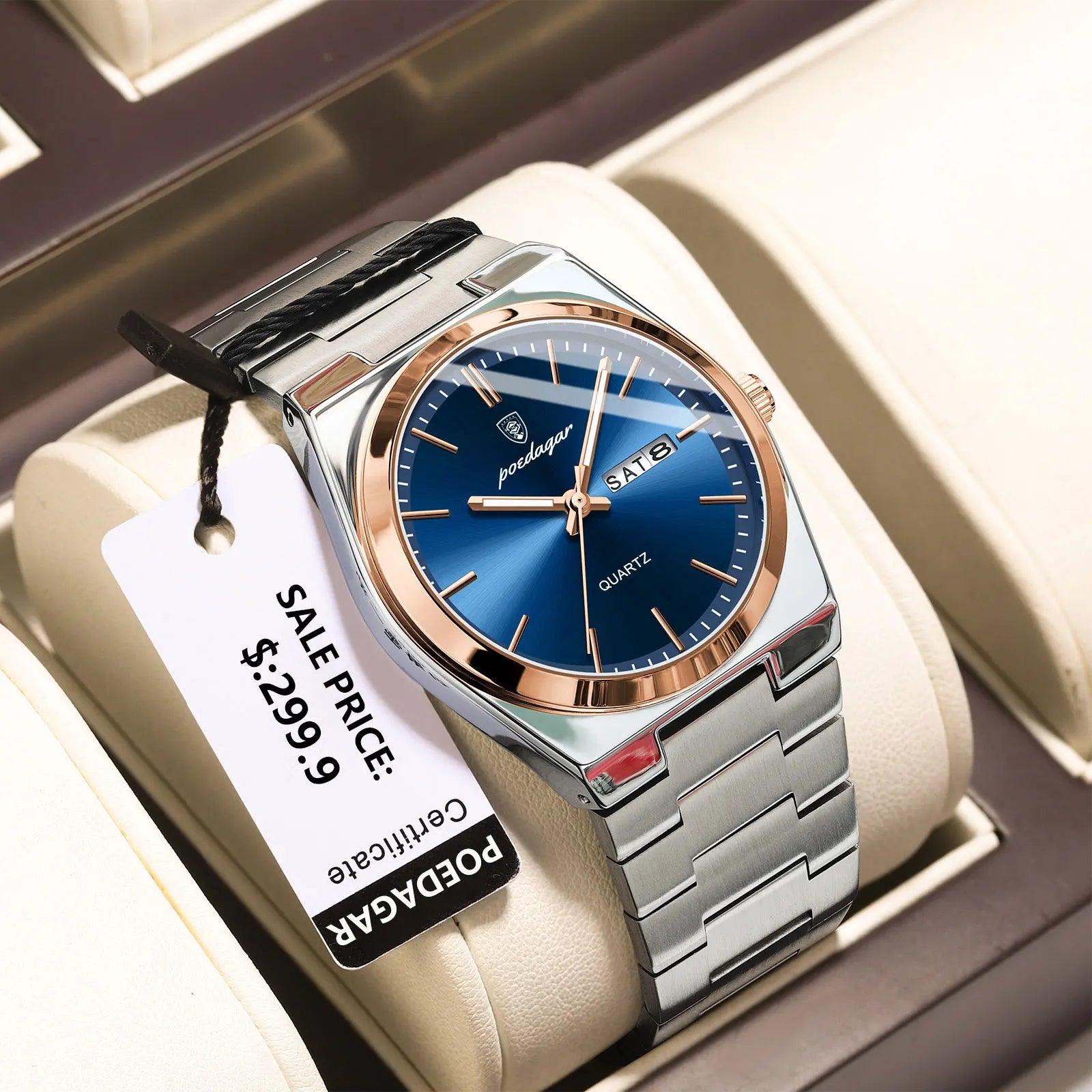 POEDAGAR Luxury Watch For Man Waterproof Luminous Date Week Stainless Steel Men Watch Casual Quartz Men's Watches Male Clock+box - Sun Studio