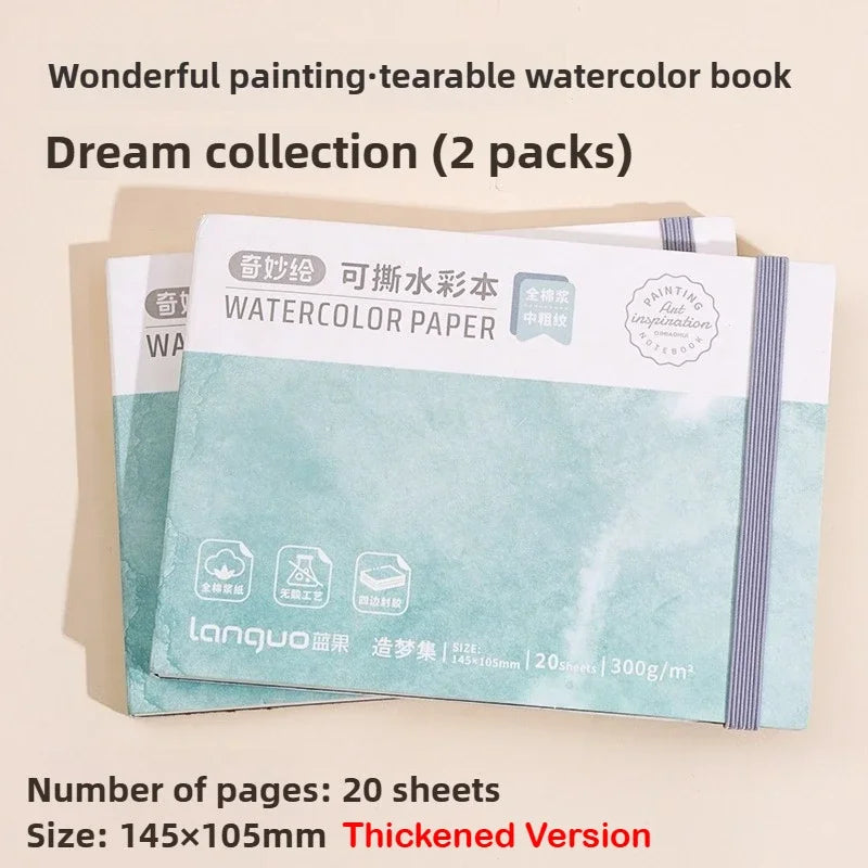 LANGUO Portable 300G Thick Cotton Watercolor Tearable Book Coated Paper Medium Rough Texture Album Sketchbooks School Stationery