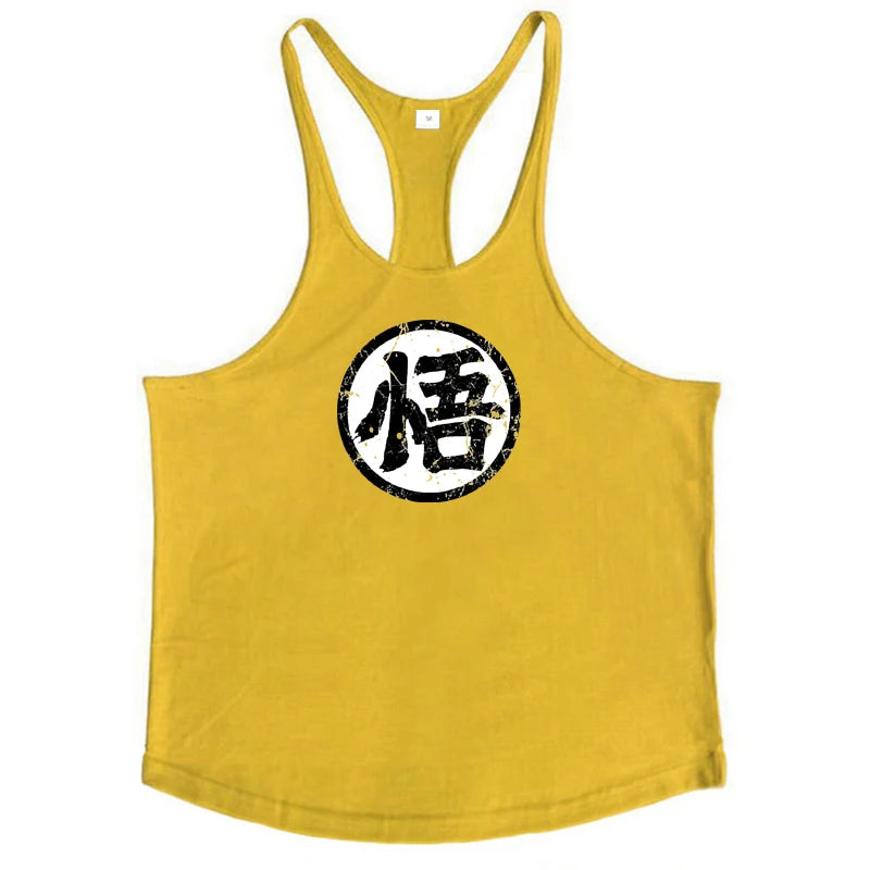 Gym Fitness Bodybuilding Suspenders T-Shirt Mens Fashion Print Sport Sleeveless Vests Summer Cotton Breathable Y-back Tank Tops - Sun Studio