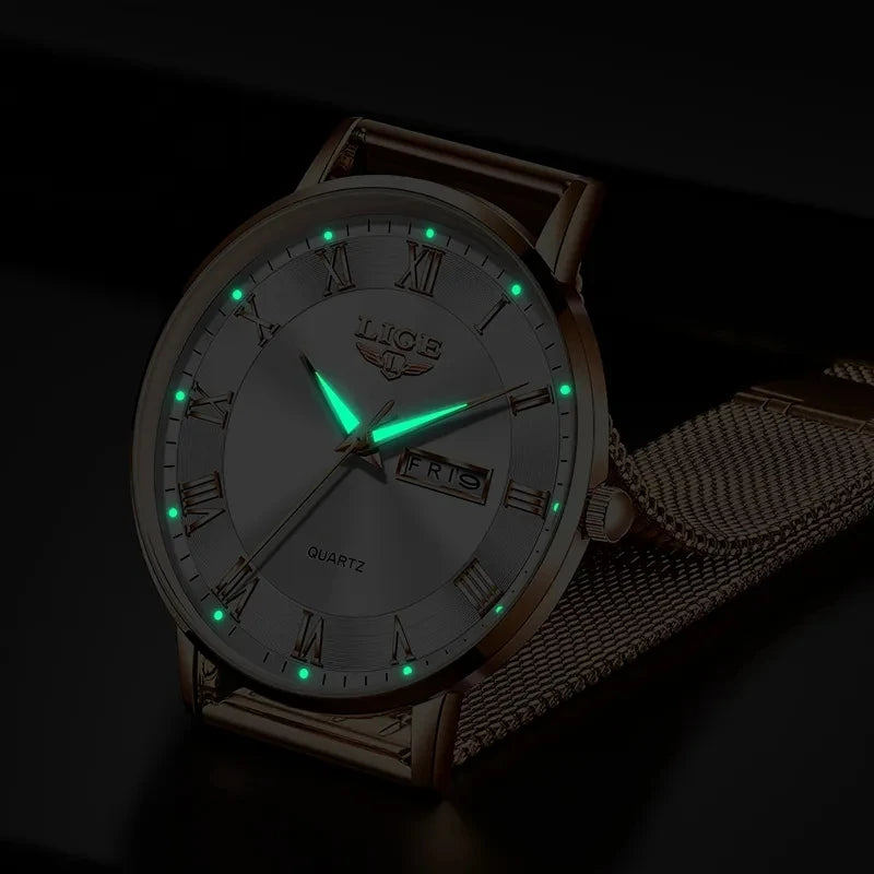 LIGE Fashion Women Watch Top Brand Luxury Ultra-Thin Mesh Watch For Women Casual Sport Quartz Date Chronograph Watches Feminino - Sun Studio