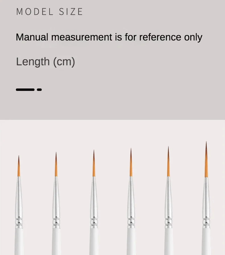 Artist Paint Brush 6 Pcs Set Thin Pen Extra Long Fine Point Liner Tip #000#00#0#1#2#3, Scale Models Nail Acrylic Oil Watercolor - Sun Studio