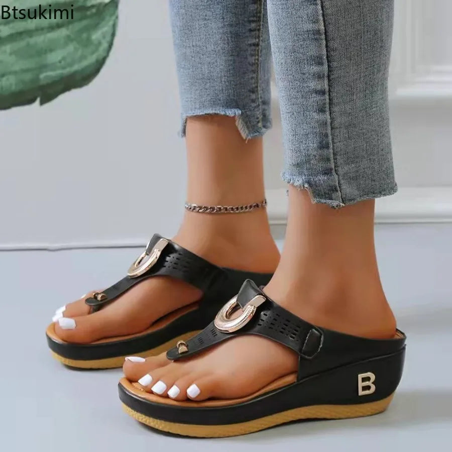 Summer Sandals Women 2026 Big Size Platform Sandals Wedges Flip Flops Shoes Comfortable Slippers Ladies Non-Slip Open Pantuflas - Sun Studio