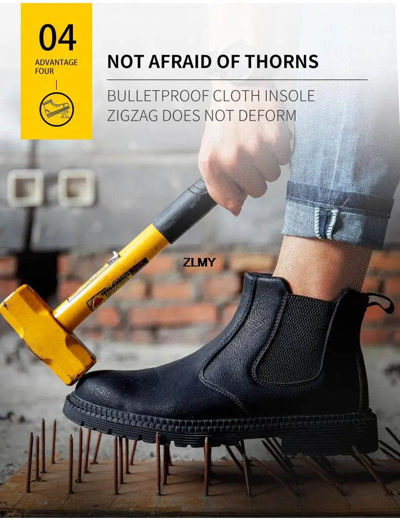 Waterproof Men Welder Shoes Steel Toe Work Shoes Man Anti-spark Anti-smash Safety Shoes Male Slip On Chelsea Work Safety Boots