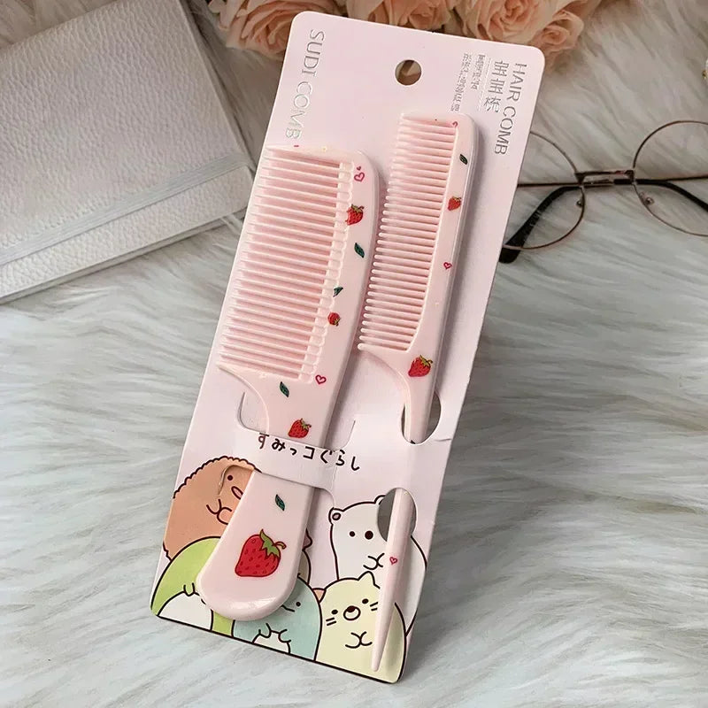 2pcs Cute Kids Hair Comb Set Anti-static Strawberry Comb for Girls Portable Hairdressing Comb - Sun Studio