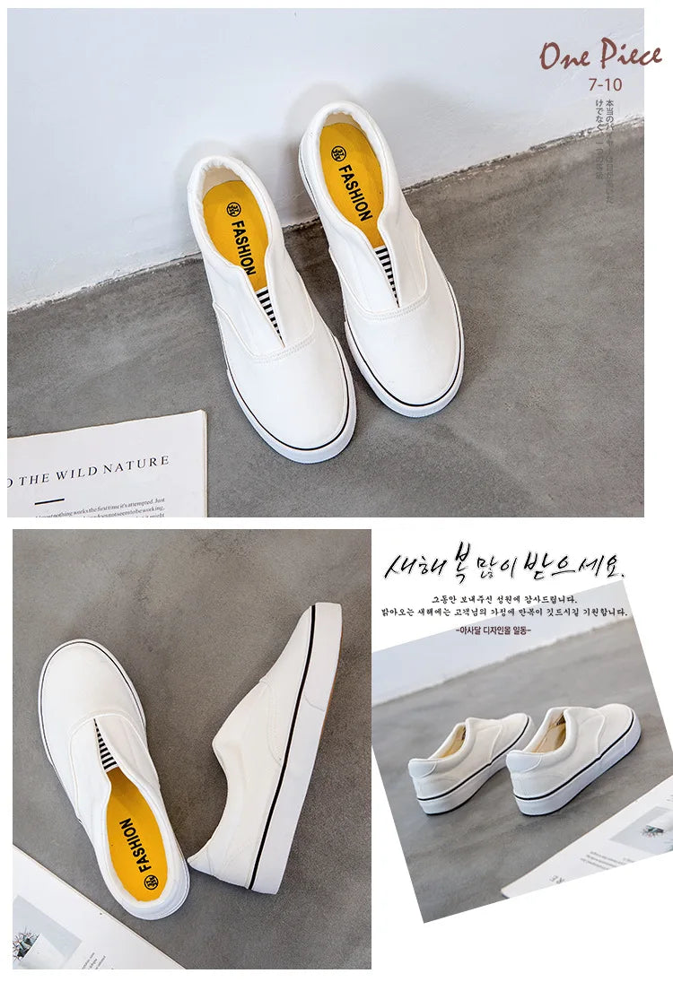 Men's Non-slip Skateboard Shoes Breathable Canvas Shoes Men's Casual Cloth Shoes Solid Color Flat Comfortable White Sneakers - Sun Studio