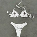 Fashionable letter printed sexy bikini set women's swimsuit patch swimsuit hot pants set summer casual niche fashion Y2k style - Sun Studio