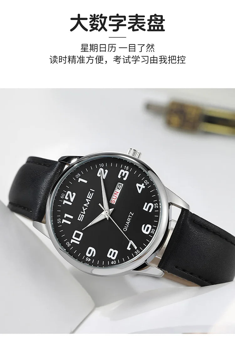 SKMEI Simple Movement Quartz Watches For Men Women Students Date Week Wristwatches Fashion Design Waterproof Watch Reloj Hombre - Sun Studio