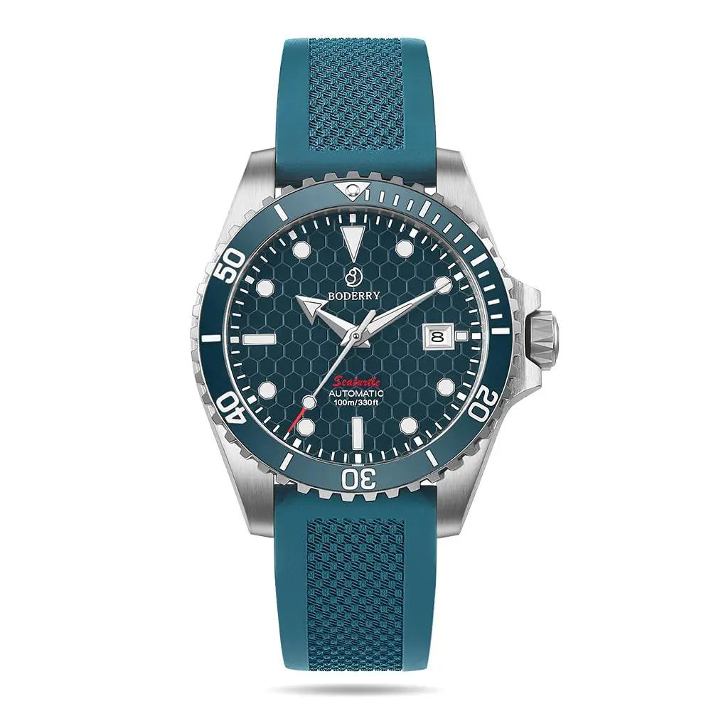 BODERRY Mens Automatic Watches Military Watch Mechanical Wristwatch Titanium Diver 100m Waterproof Sapphire C3 Luminous Sport - Sun Studio