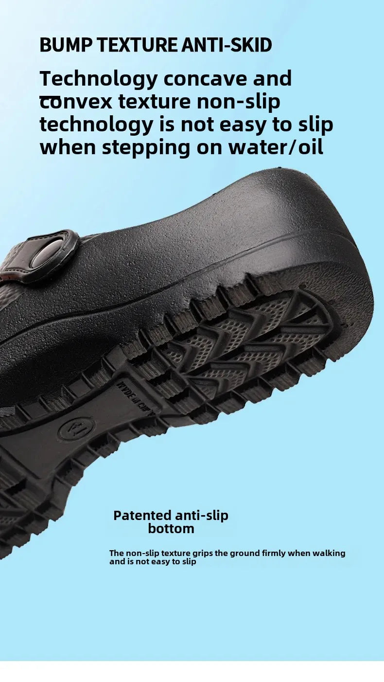 Comwarm Men New Clogs Slippers Non-slip Oil-proof Waterproof and Wear-resistant Work Kitchen Shoes Comfortable EVA Garden Sandal - Sun Studio