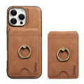 2 in 1 Detachable Vertical Cards Solt Ring Holder Wallet Leather Case For iPhone 16 Pro Max 15 Plus 14 13 12 Magnetic Bag Cover - Sun Studio
