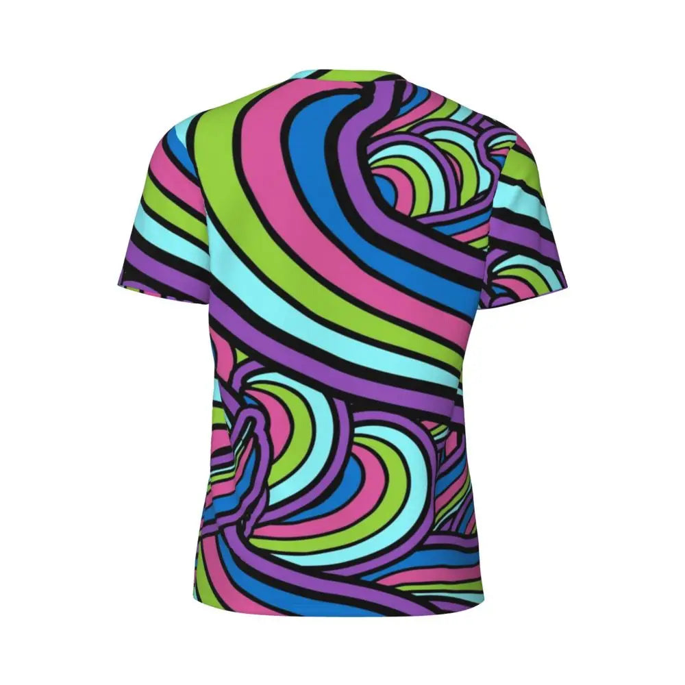 Gym T-Shirt For Man Retro Geometric 60S 70S T-Shirts Fashion Psychedelic Art Beach Tees O Neck Y2K Fun Design Tops Gift Idea - Sun Studio