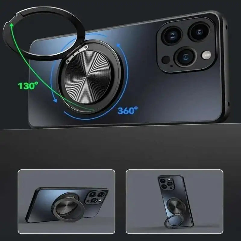 AG Frosted Magnetic Rotate Ring Stand Holder Case For POCO F7 5G Matte Bumper Camera Protective Cover For Xiaomi POCO F 7 PocoF7 - Sun Studio