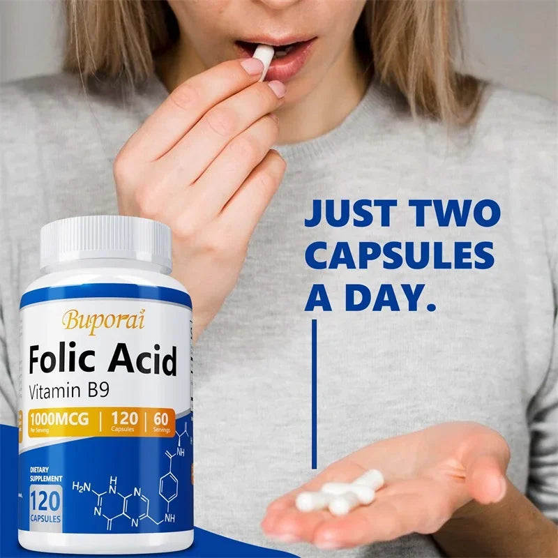 Folic Acid Supplement - Heart Health, Nervous System Health, Prenatal Support - Sun Studio
