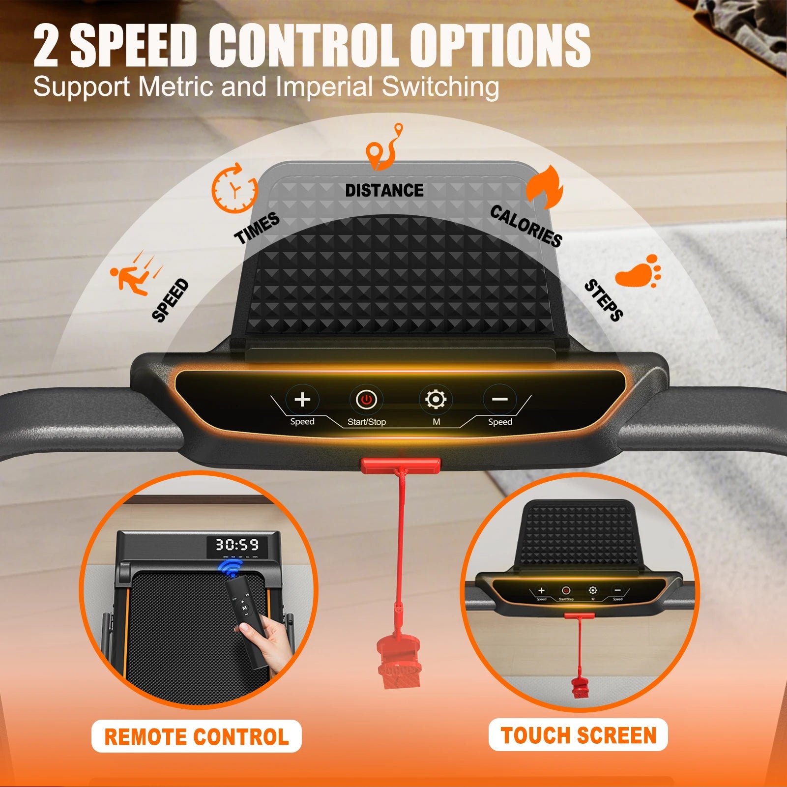 MettleMatic Foldable Home Treadmill | 1-12 Km/h 2.25HP Motor 7% Incline | 100Kg Load 7-Layer Surface | No Installation for Home - Sun Studio