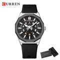 CURREN Fashion Creative Design Watches Men Quartz Silicone Strap Date Wristwatches for Male Clock with Luminous Hands