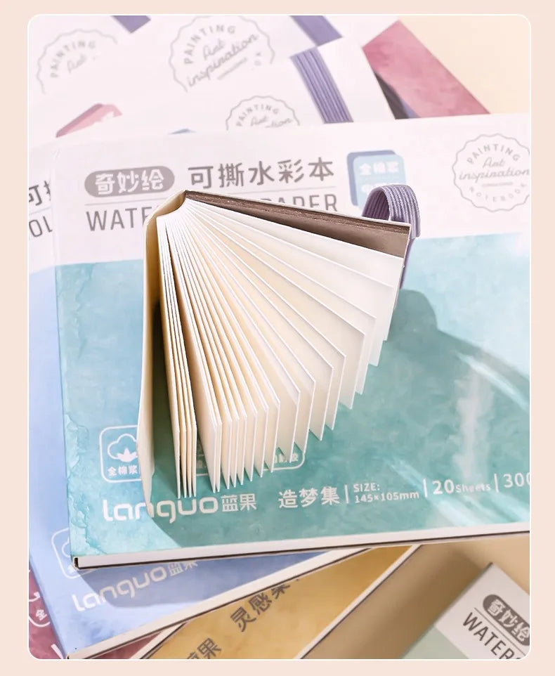 LANGUO Portable 300G Thick Cotton Watercolor Tearable Book Coated Paper Medium Rough Texture Album Sketchbooks School Stationery - Sun Studio