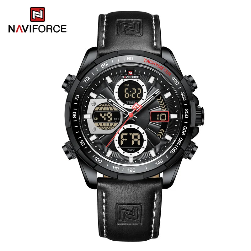 New NAVIFORCE Watches for Men Leather Mens Military Sport Waterproof Watch Quartz WristWatch Chronograph Male Clock - Sun Studio