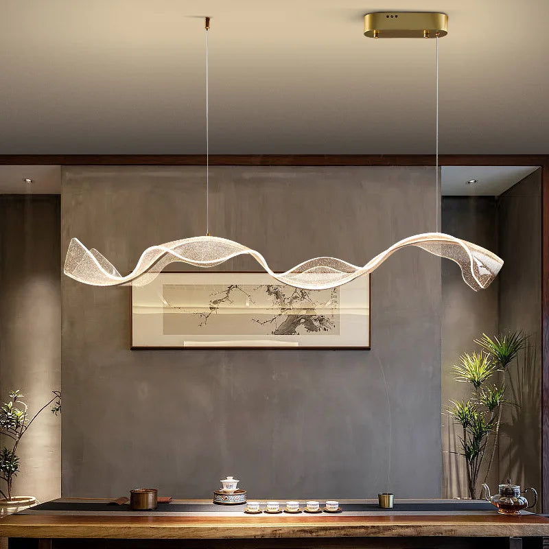 Nordic Designer Wave LED Pendant Lights Acrylic Dimmable for Table Dining Living Room Kitchen Chandelier Home Decor Lamp Fixture - Sun Studio