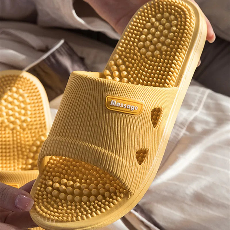 Women Men Foot Massage Slippers Indoor Bathroom Non-slip Soft Slides Comfort Flats Couples Home Relief Feet Health Care Shoes - Sun Studio
