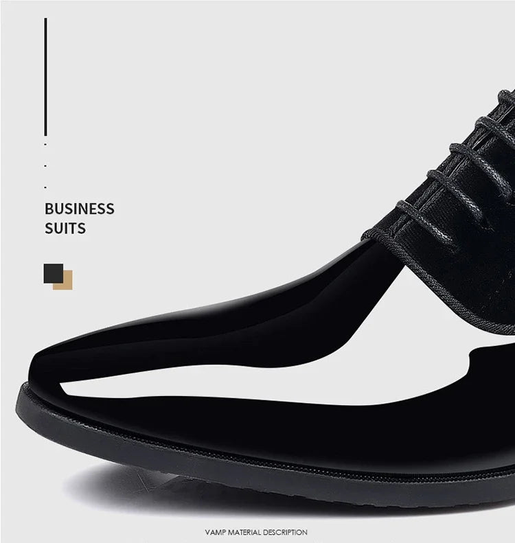 New Oxford Men's Pointed Toe Dress  Luxury Lacquer Wedding Shoes Classic Derby Shoes 2023 Leather Shoes Size 38-50 - Sun Studio