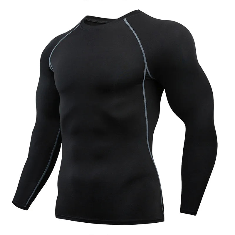 Gym Sports T-shirts for Men Long Sleeve Tights Boxing Sportswear Breathable Quick Dry Fitness Tops Male Outdoor Training Clothes