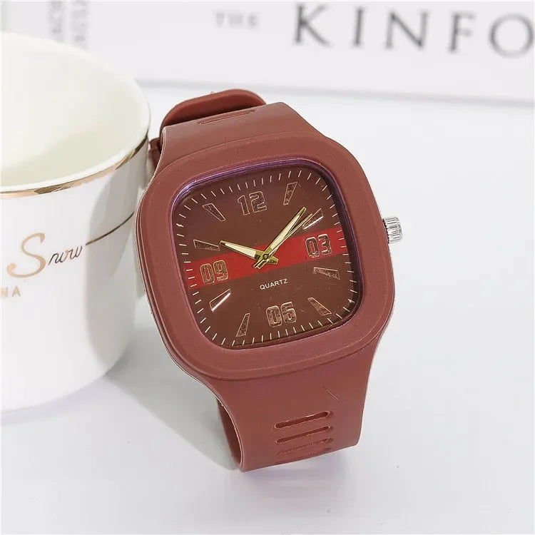 Fashion Women Watches Big Square Quartz Watch Women's Wristwatch Waterproof Silicone Strap Casual Ladies Watch Clock - Sun Studio
