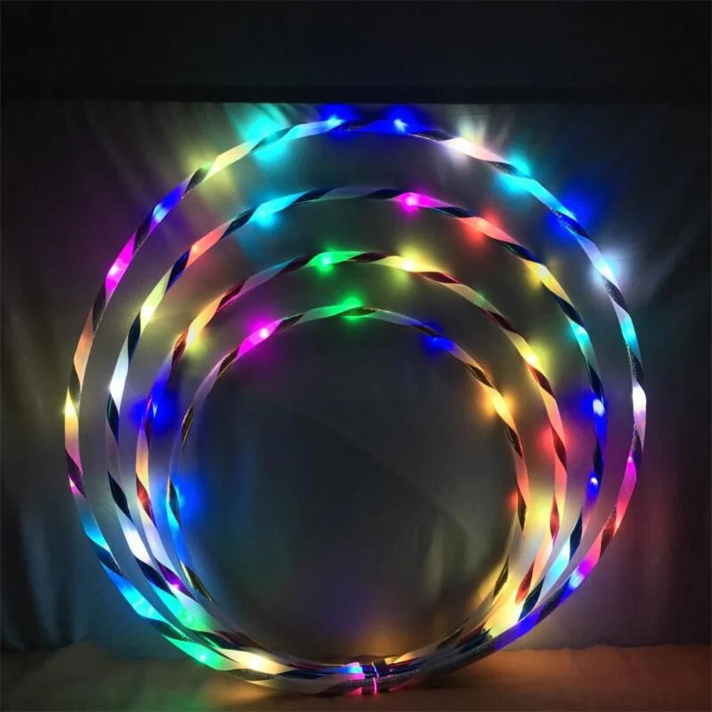 LED Colorful Fitness Circle Performing Arts Abdominal Fat Loss Light Fitness Crossfit Foldable Sport Hoop Gym Fitness Equipments - Sun Studio