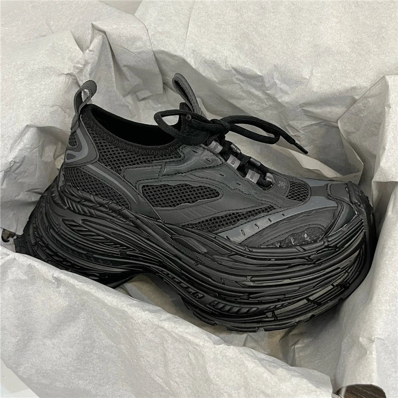 Thick Bottom Platform High Heel Casual Trainers Luxury Brand Designer Women Sneaker Mixed Color Runway Sport Shoes Large Size - Sun Studio