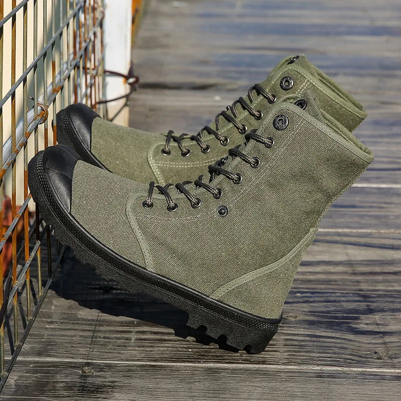 Spring Autumn Cloth Shoes Mens Single Boots Flat Non-slip Street Style High top Male Footwear Black Green Blue Plus Size 45 D316 - Sun Studio