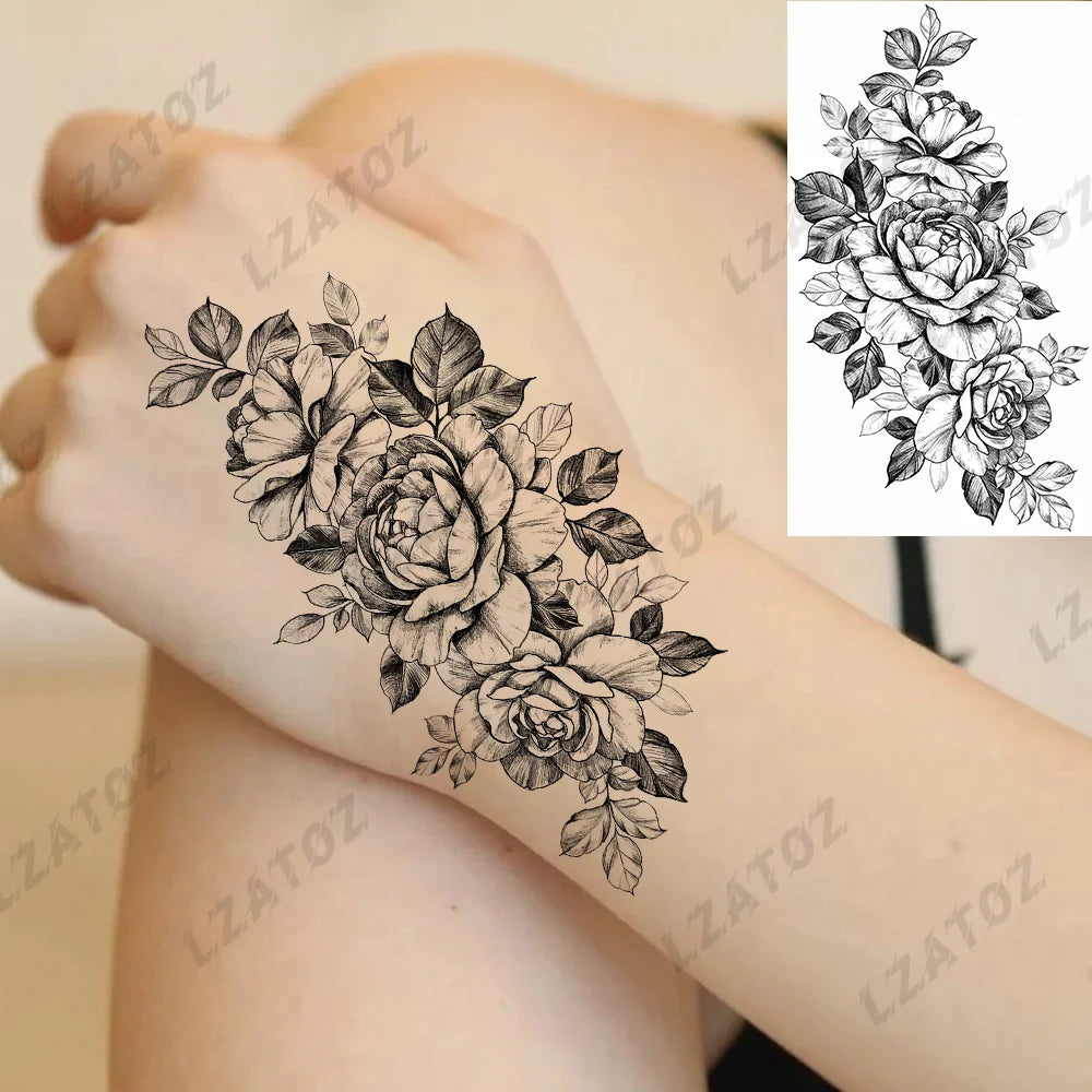 Unique Triangle Ocean Wave Temporary Tattoos For Men Women Realistic Tiger Lion Fake Tattoo Stickers Saying Transfer Art Tatoos - Sun Studio
