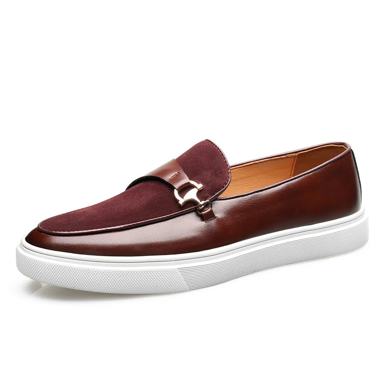 Fashion Men's Casual Slip-on Leather Shoes Men Classic British Style Penny Loafers Mens Outdoor Board Shoe Driving Flats - Sun Studio