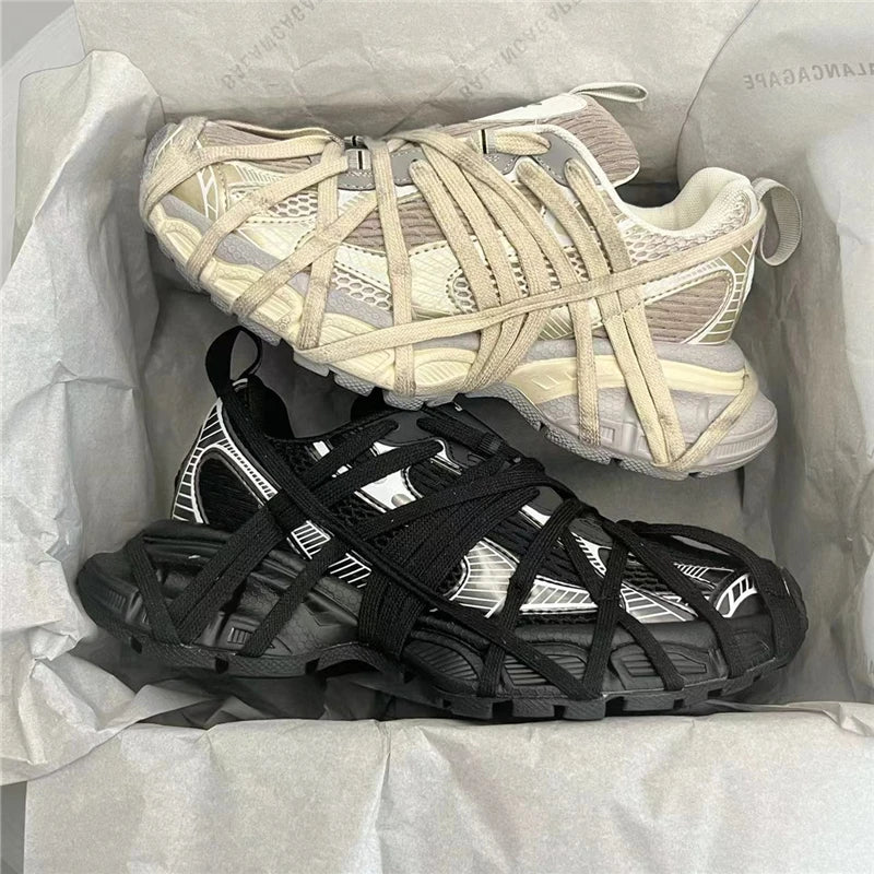 Large Size Casual Trainers Luxury Designer Unisex Shoes Chunky Heel Platform All Match Increasing Sport Runway Sneakers Female - Sun Studio