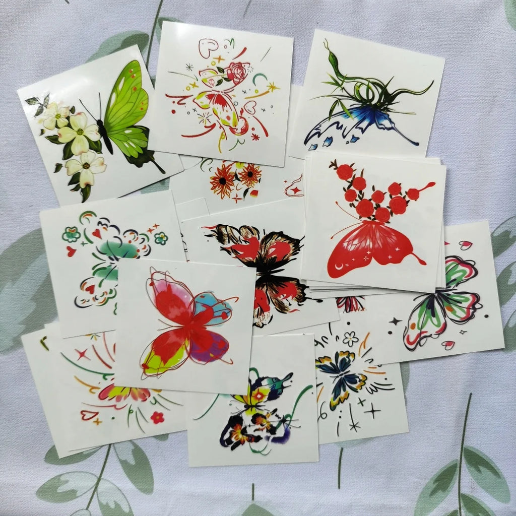 20 Pcs Waterproof Temporary Tattoo Sticker Black Flower Rose Lotus Planet Ins Flash Tatoo Fake Tatto for Men Women Girl - Sun Studio