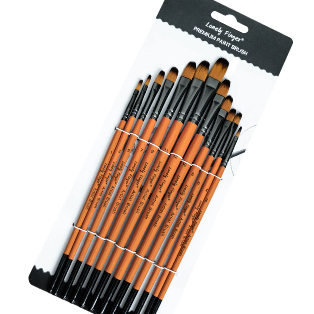 12/48pcs Professional Artist Paint Brush Set Include Round Filbert Flat Angle Fine Detail Brushes Premium Nylon Brush for Paint - Sun Studio