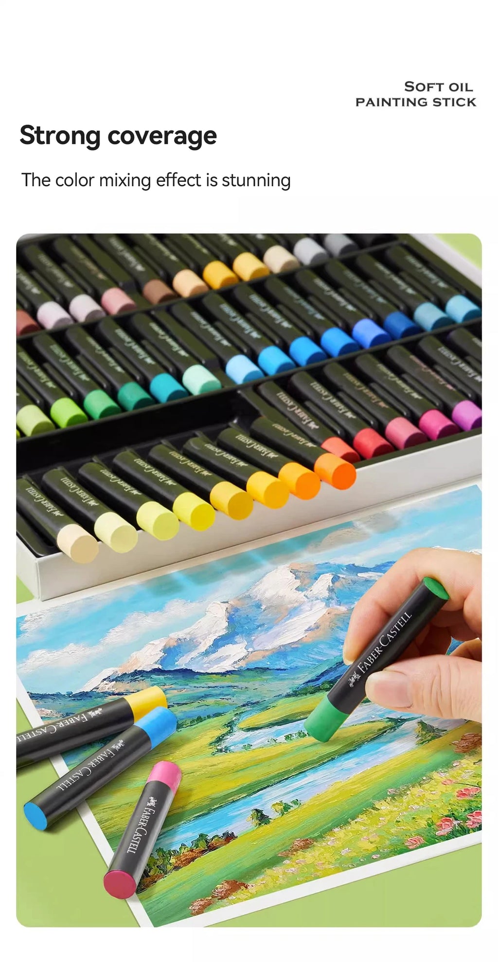 Faber-Castell Soft Oil Pastel Set 24/36/48 Vibrant Colors Creamy Texture Bullet Head Chalk for Artist Painting Drawing Beginners - Sun Studio