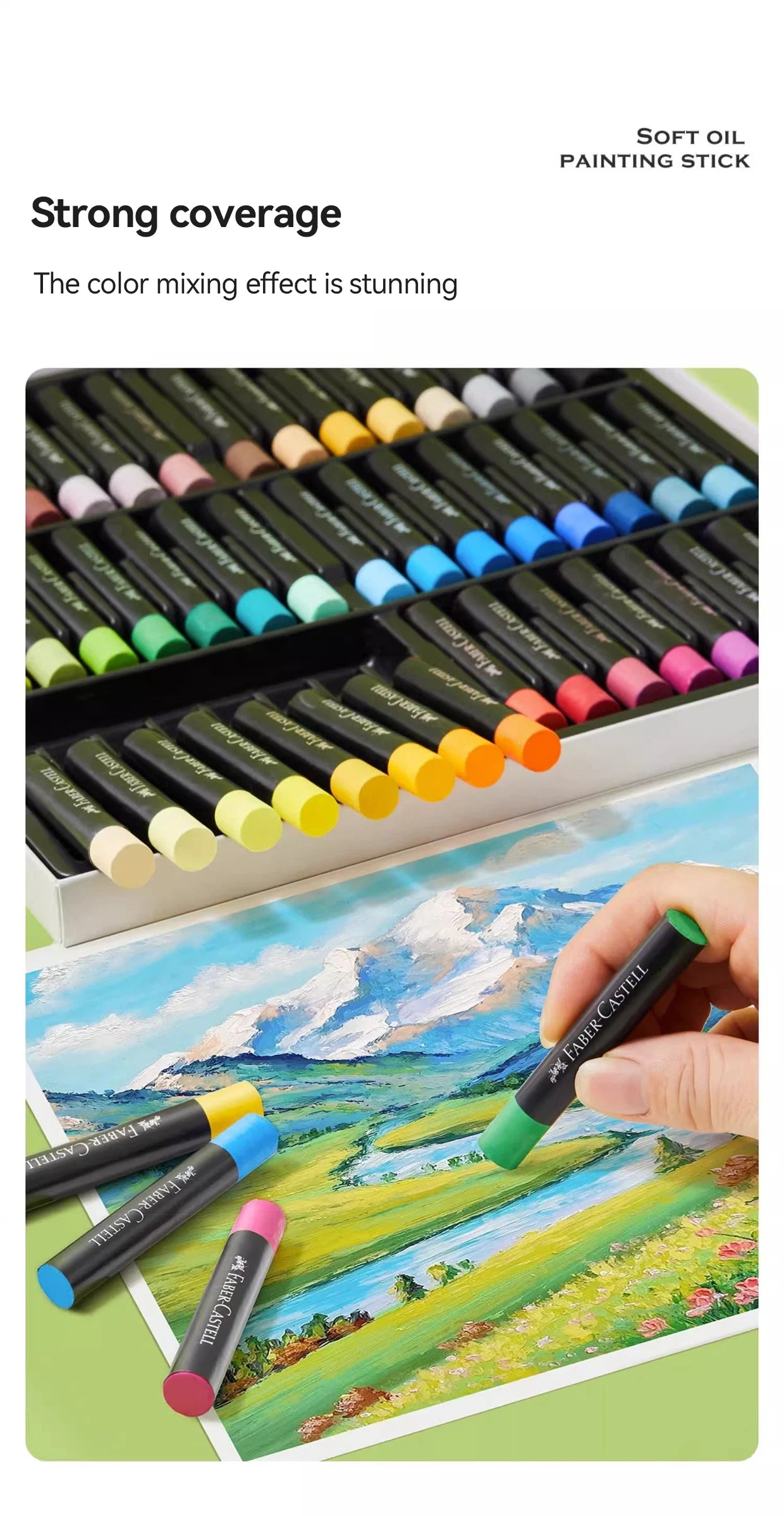 Faber-Castell Soft Oil Pastel Set 24/36/48 Vibrant Colors Creamy Texture Bullet Head Chalk for Artist Painting Drawing Beginners - Sun Studio