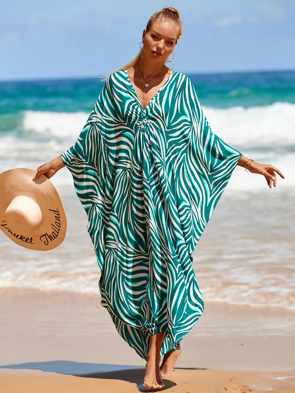 Boho Bikini Cover-ups Summer Autumn Loose Kaftan Dress Women Plus Size Beachwear Swimsuit Cover Up - Sun Studio