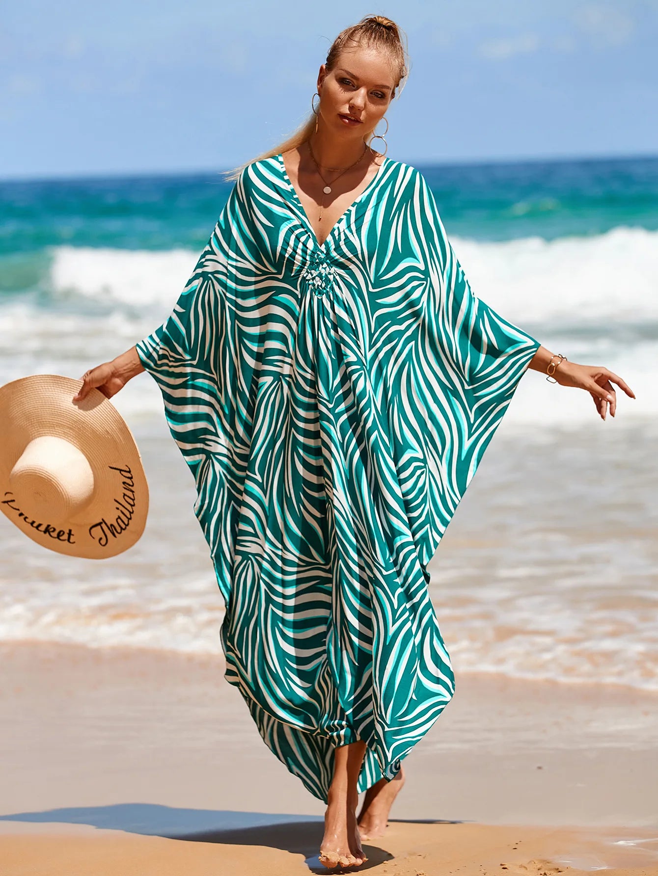 Boho Bikini Cover-ups Summer Autumn Loose Kaftan Dress Women Plus Size Beachwear Swimsuit Cover Up - Sun Studio
