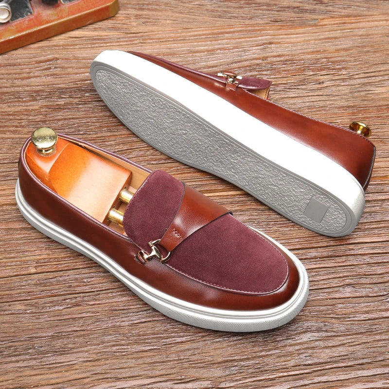 Fashion Men's Casual Slip-on Leather Shoes Men Classic British Style Penny Loafers Mens Outdoor Board Shoe Driving Flats - Sun Studio