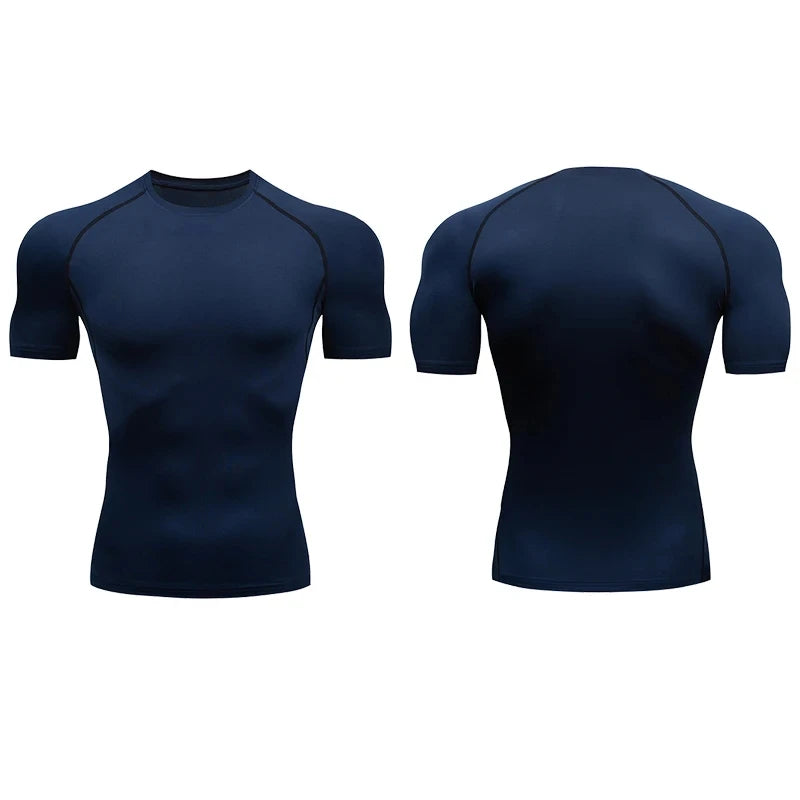 Fitness clothes men's outdoor sports quick drying short sleeved t-shirt training pro running stretch tight fitting clothes yoga - Sun Studio