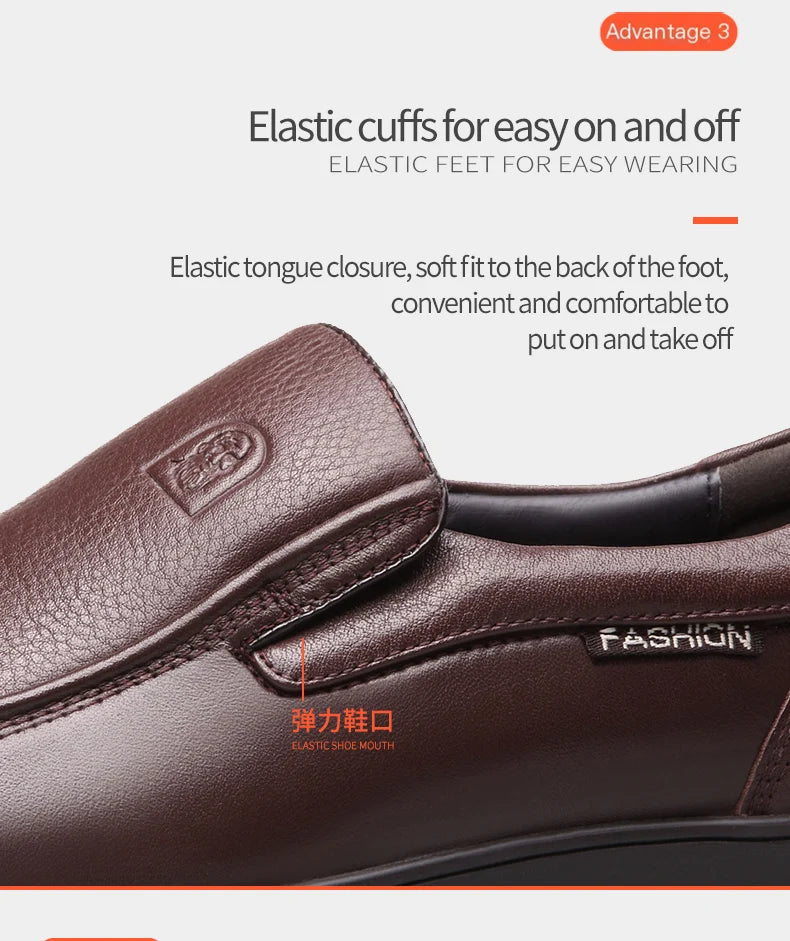 LAORENTOU genuine leather thick soled casual leather shoes for middle-aged and elderly fathers, oversized business shoes 66736 - Sun Studio