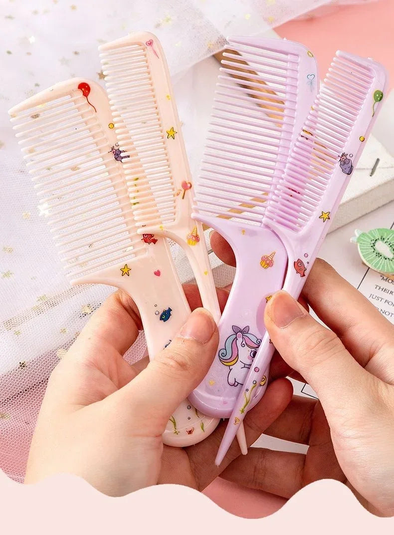 2pcs Kids Hair Combs Set Cartoon Animals Children Hairdressing Comb with Pointed Tail Girls Portable Anti-Static Plastic Comb - Sun Studio