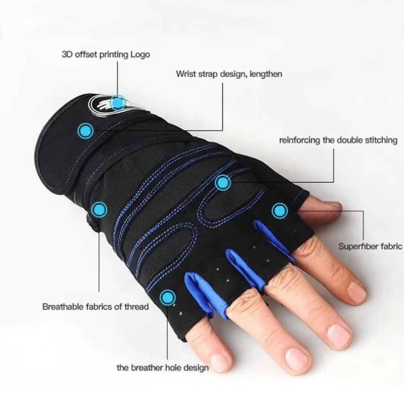 Gym Gloves for Men Women Fitness Weight Lifting Wristband Gloves Body Building Training Sports Exercise Cycling Glove Shockproof - Sun Studio