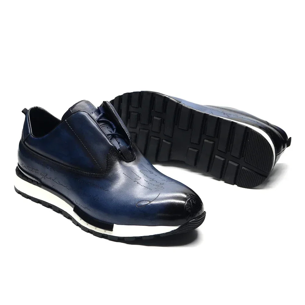 Luxury Brand Style Casual Sneakers Men's Shoes Genuine Leather Lace-up Basic Outdoor Footwear Daily Male Fashion Oxford Shoes - Sun Studio
