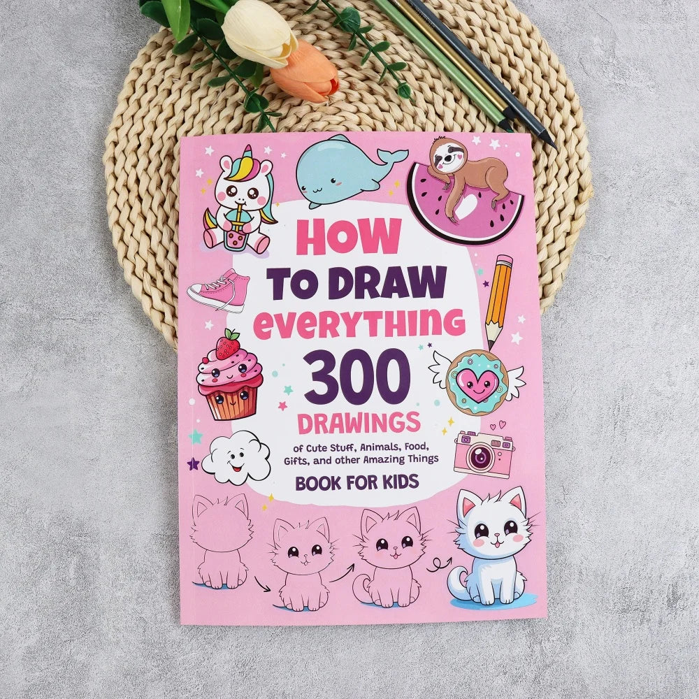 Coloring Book - How To Draw Everything: 300 Drawings of Cute Stuff, Step-by-Step Simple Drawings Books, Teens Art Supplies - Sun Studio